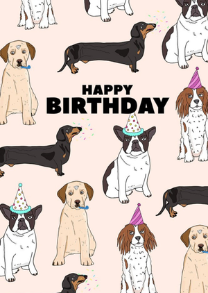 Moonpig Cute Illustration Dogs Happy Birthday Card