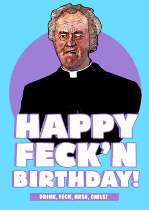 Moonpig Illustration Of Father Jack With Bold White Text On A Blue Background Hilarious Birthday Card
