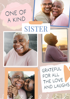 Moonpig One Of A Kind Sister Scrapbook Effect Photo Upload Birthday Card