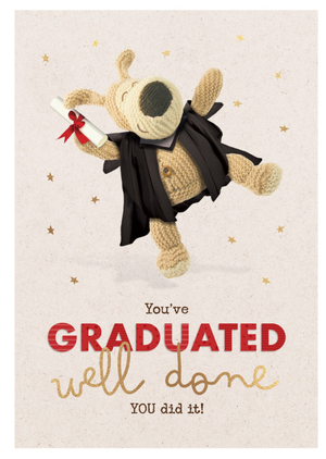 Boofle You’ve Graduated Well Done You Did It Knitted Dog Graduation Card