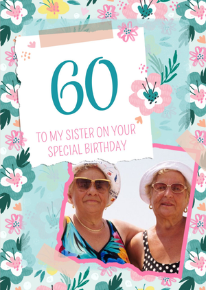 Moonpig Floral Editabe Age Photo Upload Birthday Card