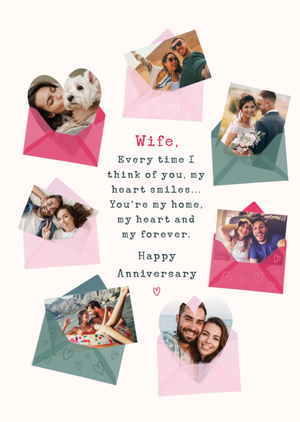Moonpig Wife Every Time I Think Of You My Heart Smiles Photo Upload Anniversary Card