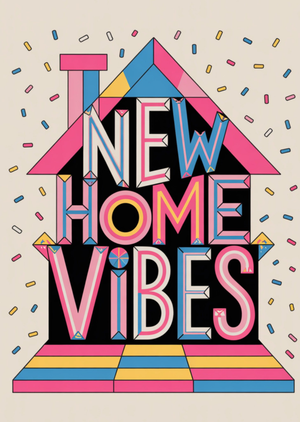 Moonpig Retro House Illustrated New Home Vibes Card