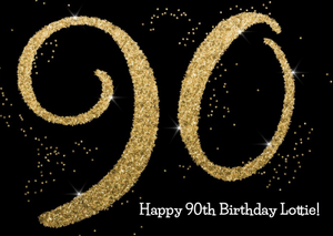 Moonpig Metallic Gold Glitter 90th Personalised Birthday Card