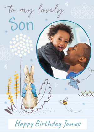 Beatrix Potter Peter Rabbit To My Lovely Son Photo Upload Birthday Card
