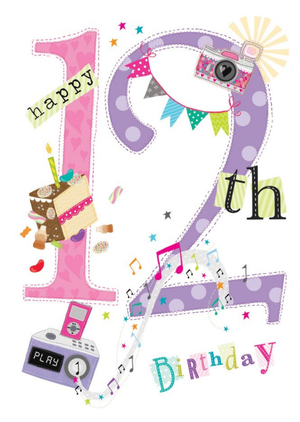 Moonpig Typographic Happy 12Th Birthday Card