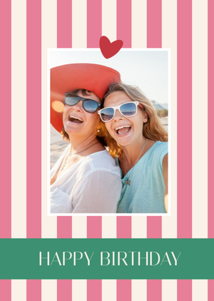 Moonpig Happy Birthday Modern Striped Photo Upload Card