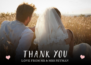 Moonpig Pink Hearts Wedding Thank You Photo Card