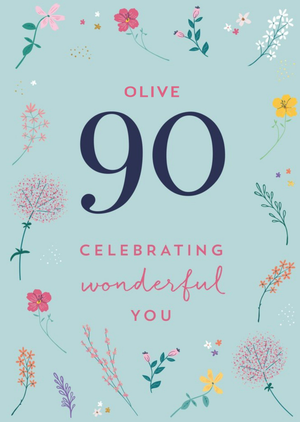 Moonpig Floral 90th Birthday Card