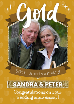 Moonpig Gold 50th Anniversary Card