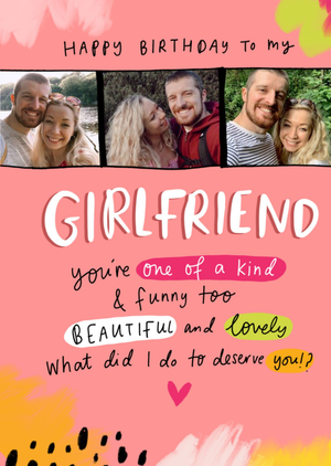 Moonpig Typographic Girlfriend Happy Birthday Photo Upload Card