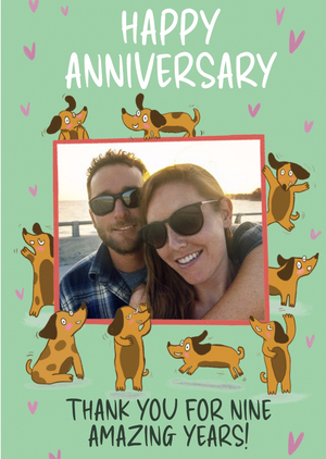 Moonpig The London Studio Cute Puppy Photo Upload Anniversary Card