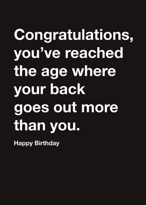 Moonpig Carte Blanche Congratulations Old Not Going Out Birthday Card