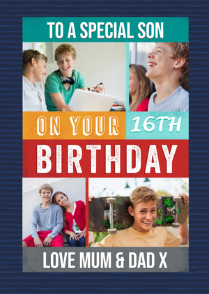 Moonpig To My Son On Your 16th Birthday Photo Upload Birthday Card