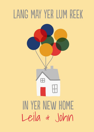 Moonpig Home And Balloons Illustration New Home Card