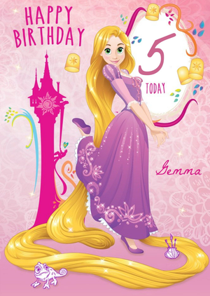 Disney Princesses Disney Princess Rapunzel Personalised Happy 5th Birthday Card