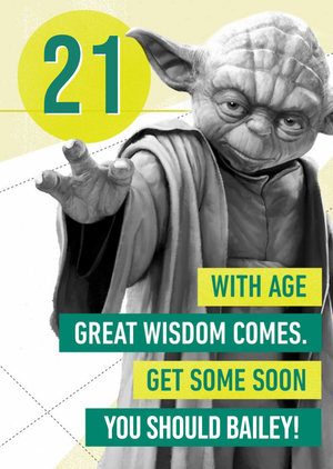 Disney star Wars Yoda Funny 21st Birthday Card