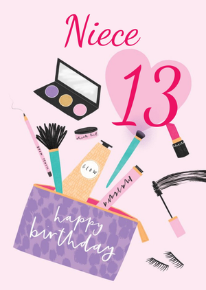 Moonpig Cute Illustratrated Make Up Kit Birthday Card