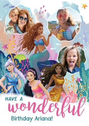 Disney The Little Mermaid Movie Wonderful Birthday Photo Upload Card