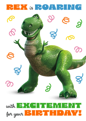 Disney Toy Story Rex Roaring With Excitement Birthday Card