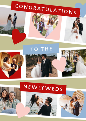 Moonpig Photo Upload Collage Newlyweds Congratulations Card