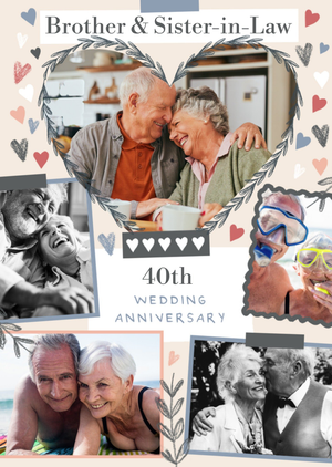 Moonpig 40th Wedding Anniversary Heart Illustrated Photo Upload Card