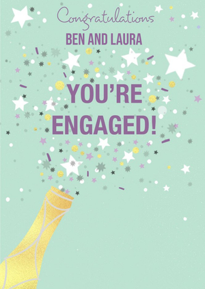 Moonpig Typography Surrounded By Colourful Stars Engagement Card
