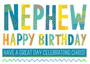 Moonpig Bright Patterned Letters Nephew Happy Birthday Card
