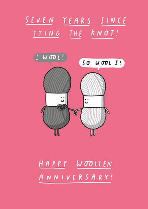 Moonpig Fun Cartoon Wool Seventh Anniversary Card