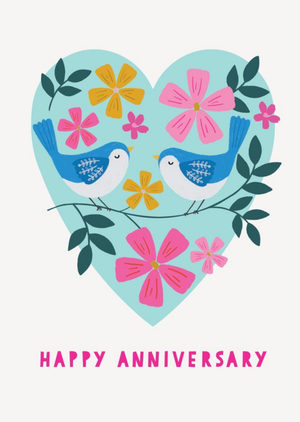 Moonpig Happy Anniversary Floral Heart Card