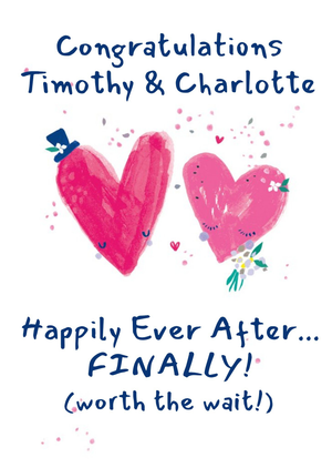 Moonpig Hotchpotch Illustrated Love Hearts Customisable Wedding Congratulations Card