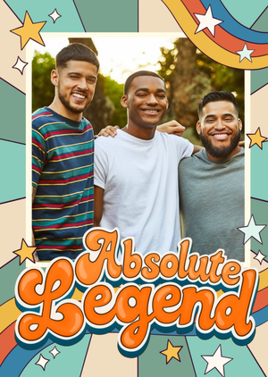 Moonpig 70S Inspired Retro Patterned Absolute Legend Birthday Photo Upload Card