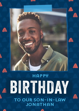 Moonpig Blue Patterned Photo Upload Birthday Card