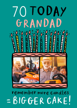 Moonpig Designers Bigger Cake Photo Upload Grandad 70th Birthday Card