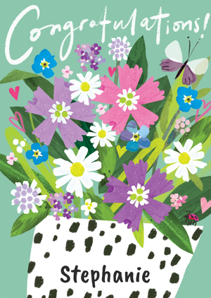 Moonpig Hand-Painted Floral Congratulations Card