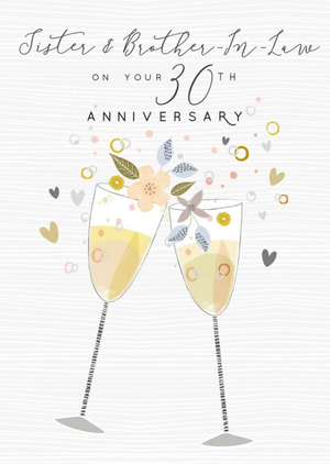 Moonpig Laura Darrington Modern Champagne Flutes Mum And Dad 30th Anniversary Card