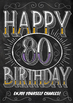 Moonpig Happy Birthday - 80 - Personalised Birthday Card