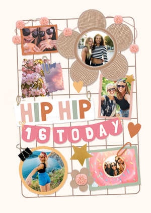 Moonpig Hip Hip 16 Today Photo Upload Birthday Card