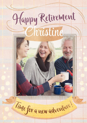 Moonpig Happy Retirement Photo Upload Typographic Design Card