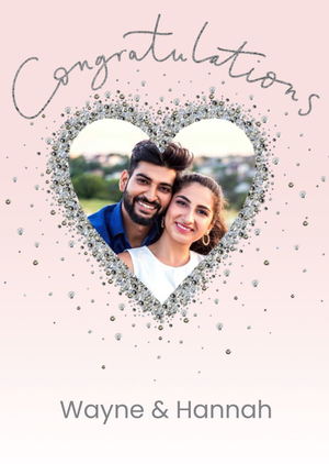 Moonpig Sparkly Heart Shaped Photo Frame Congratulations Photo Upload Wedding Card