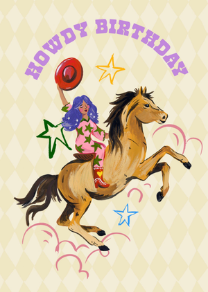 Moonpig Eleanor Bowmer Illustrated Cowgirl Birthday Card