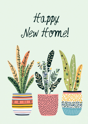 Moonpig Illustrated Houseplants New Home Card
