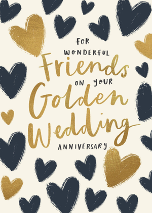 Moonpig Golden Wedding Anniversary Friends Illustrated Card