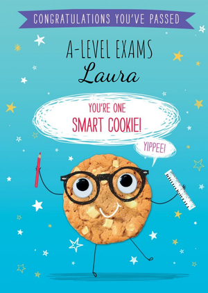 Moonpig Bright Illustration Of A Smart Cookie Congratulations You've Passed A Level Exams