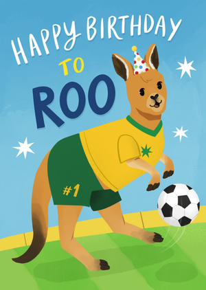 Moonpig Illustrated Kangaroo Soccer Birthday Card