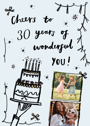 Moonpig Cheers To 30 Years Of Wonderful You Photo Upload Birthday Card