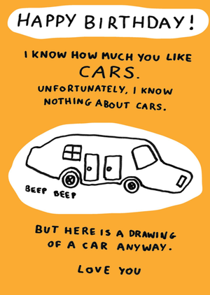 Moonpig Here Is A Drawing Of A Car Illustrated Happy Birthday Card