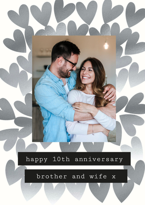 Moonpig Brother And Wife Photo Upload 10th Anniversary Card