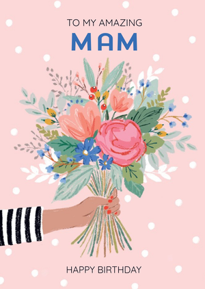 Moonpig Illustrated Flowers Mam Birthday Card