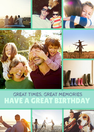 Moonpig Bright Green Multi-Photo And Personalised Text Card